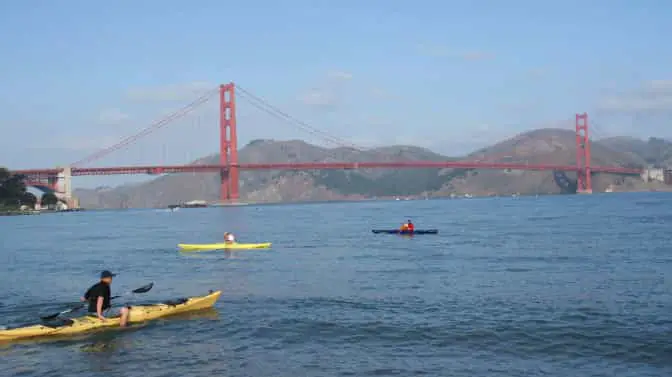 can you kayak under the Golden Gate Bridge