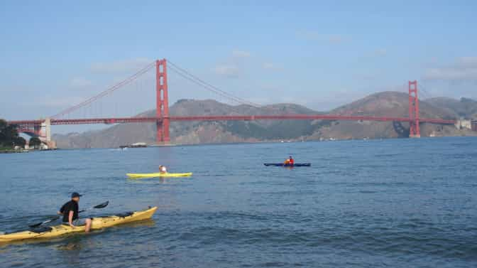 can you kayak under the Golden Gate Bridge