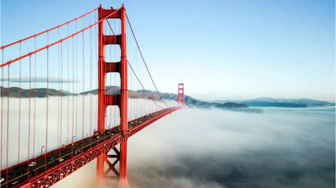 golden gate bridge with fog